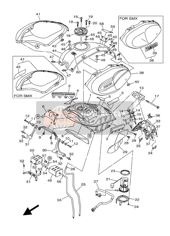 B90Y24JA0001, Cover, Tank Side 2 Assy, Yamaha, 0