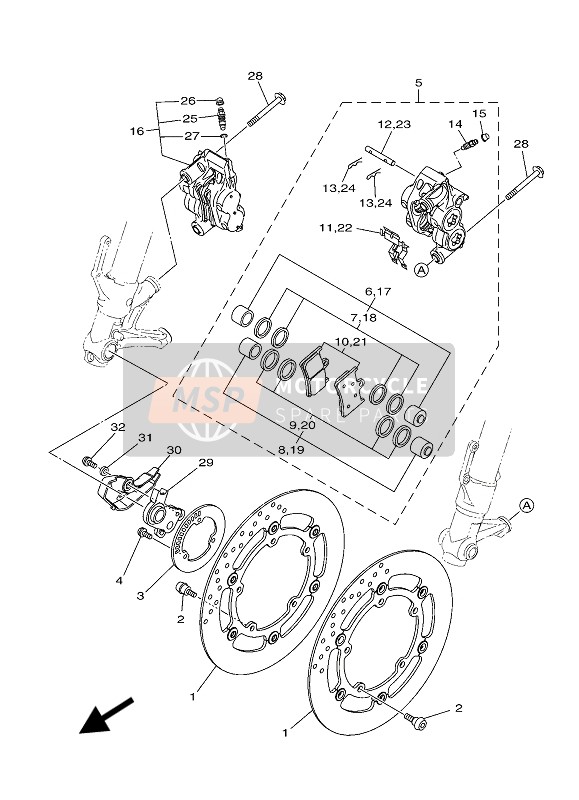 Yamaha XSR900 2019 Pinza de freno delantero para un 2019 Yamaha XSR900