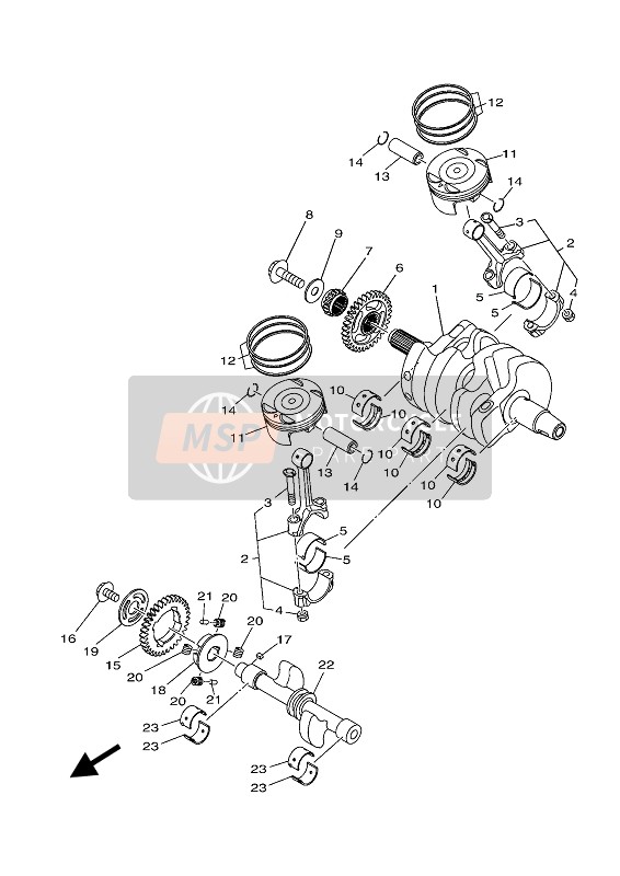Yamaha MT-03 2019 Albero motore & Pistone per un 2019 Yamaha MT-03