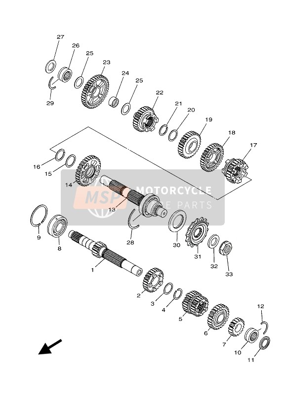 Yamaha MT-03 2019 Transmissie voor een 2019 Yamaha MT-03