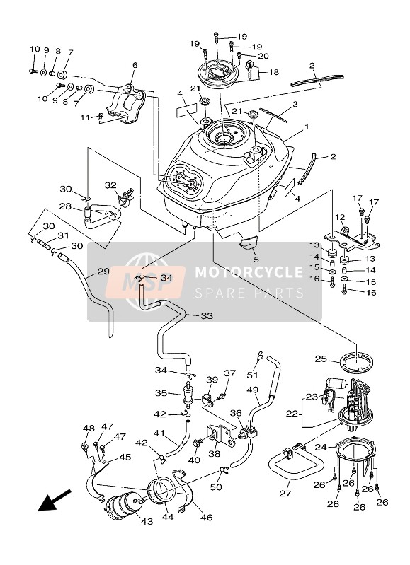 Yamaha MT-03 2019 Depósito de combustible para un 2019 Yamaha MT-03