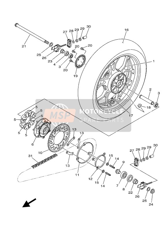 BS7F53381098, Cast Wheel, Rear, Yamaha, 0