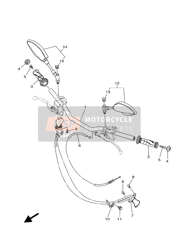 Yamaha MT-03 2019 Steering Handle & Cable for a 2019 Yamaha MT-03