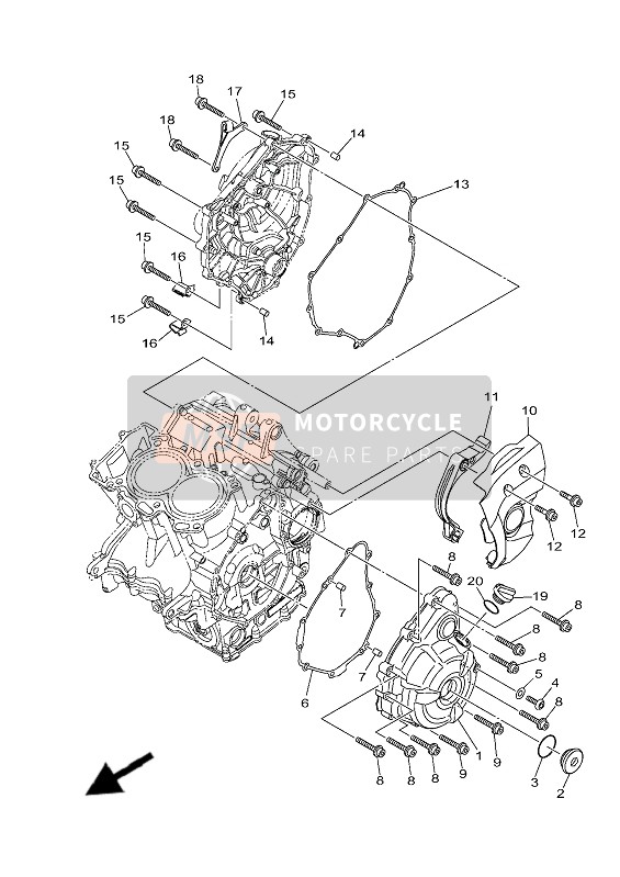 Yamaha MT-07 ABS 2019 KURBELGEHÄUSEABDECKUNG 1 für ein 2019 Yamaha MT-07 ABS