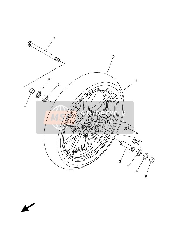 Yamaha MT-07 ABS 2019 Ruota anteriore per un 2019 Yamaha MT-07 ABS