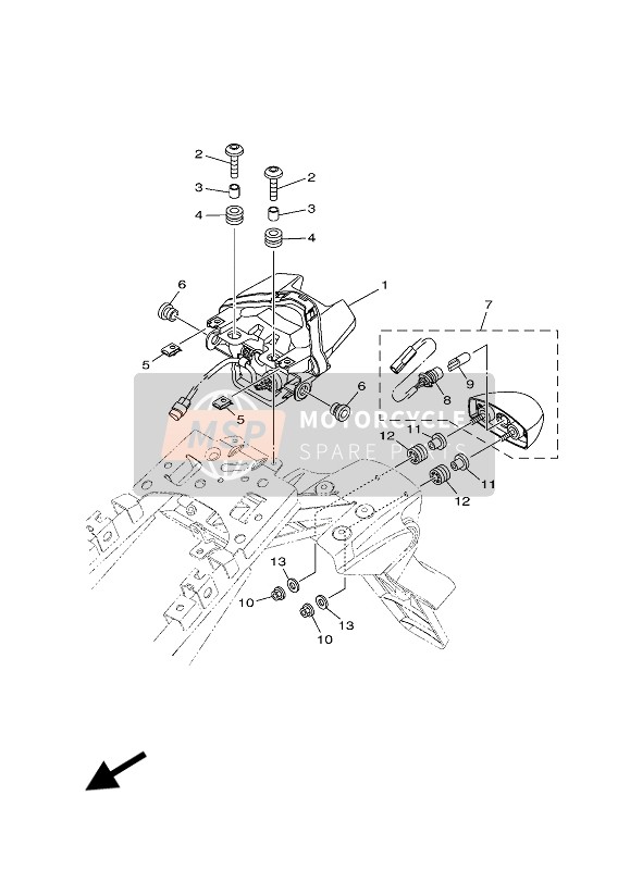 Yamaha MT-07 ABS 2019 Tail Light for a 2019 Yamaha MT-07 ABS