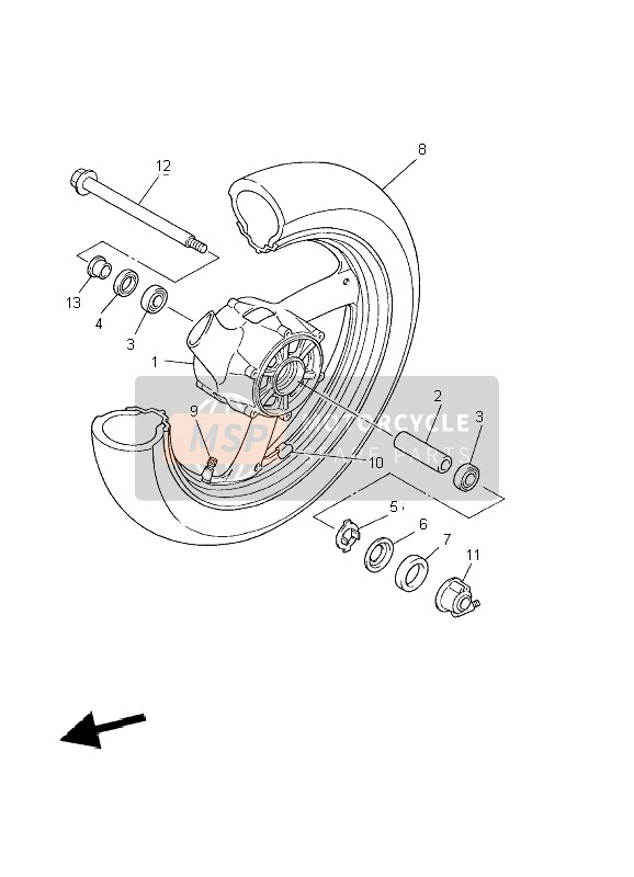 Yamaha XJ600S DIVERSION 2002 Front Wheel for a 2002 Yamaha XJ600S DIVERSION