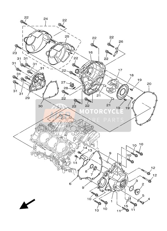 Yamaha MT-09 ABS 2019 Crankcase Cover 1 for a 2019 Yamaha MT-09 ABS