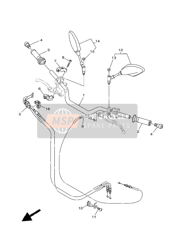 Yamaha MT-09 ABS 2019 Poignée de direction & Câble pour un 2019 Yamaha MT-09 ABS