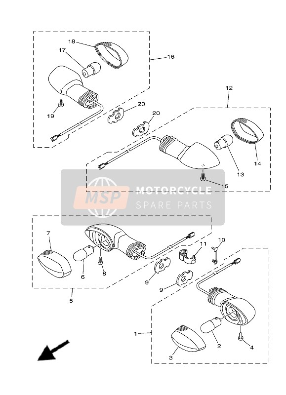 Yamaha MT-09 ABS 2019 Knipperlicht voor een 2019 Yamaha MT-09 ABS