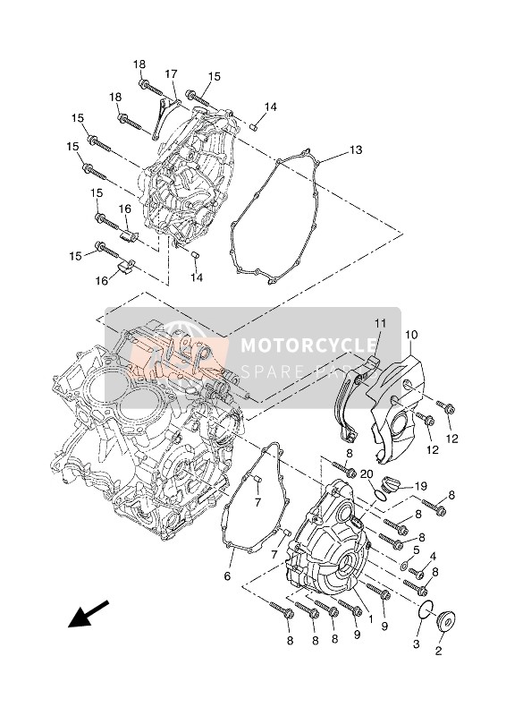 Yamaha TRACER 700 2019 KURBELGEHÄUSEABDECKUNG 1 für ein 2019 Yamaha TRACER 700