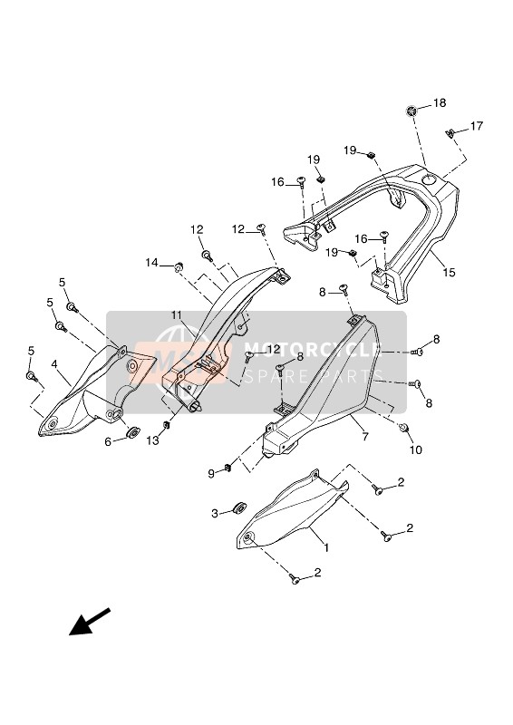 Yamaha TRACER 700 2019 Couvercle latéral pour un 2019 Yamaha TRACER 700