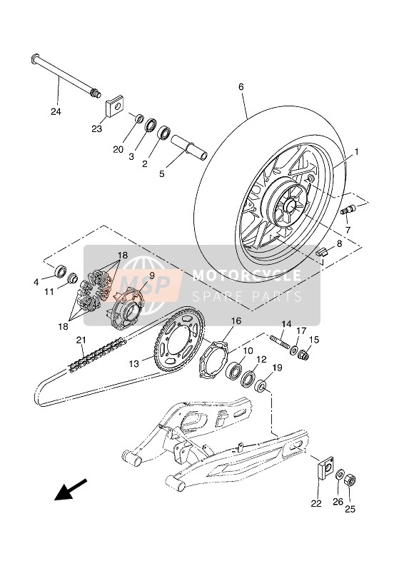 B0KF53700000, Ruota Post, Yamaha, 0