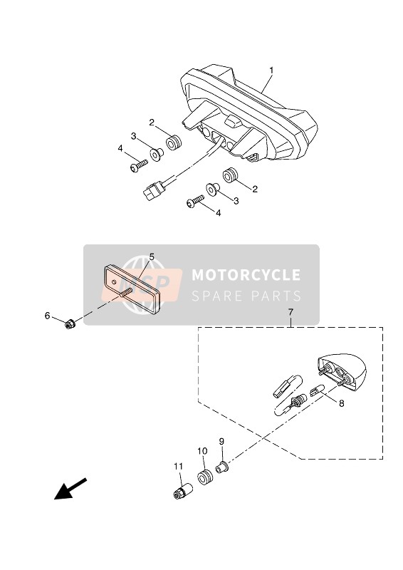 Yamaha TRACER 700 2019 Achterlicht voor een 2019 Yamaha TRACER 700