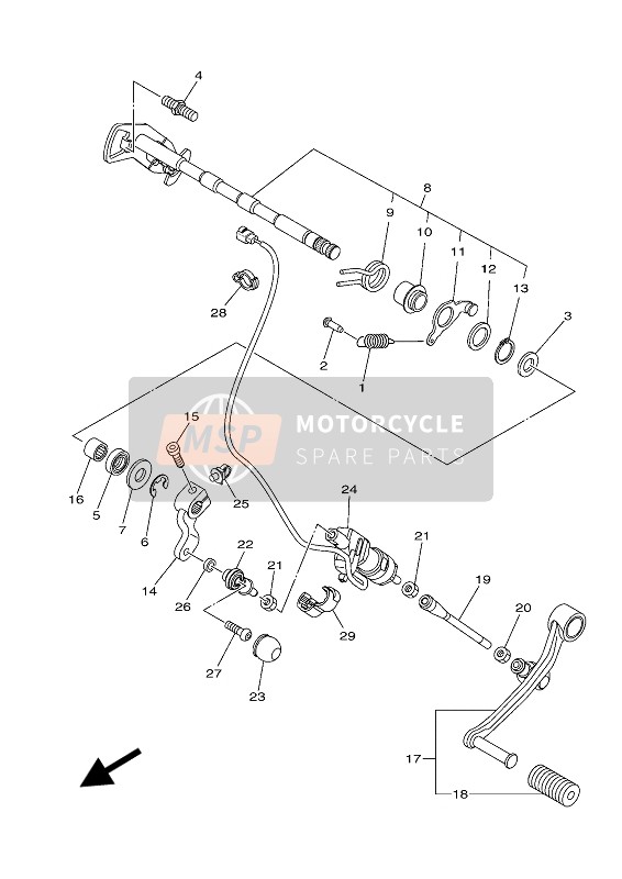 Yamaha TRACER 900 2019 Eje de cambio para un 2019 Yamaha TRACER 900