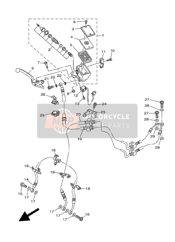 2SC2584A0200, Brake Hose Assy, Yamaha, 1