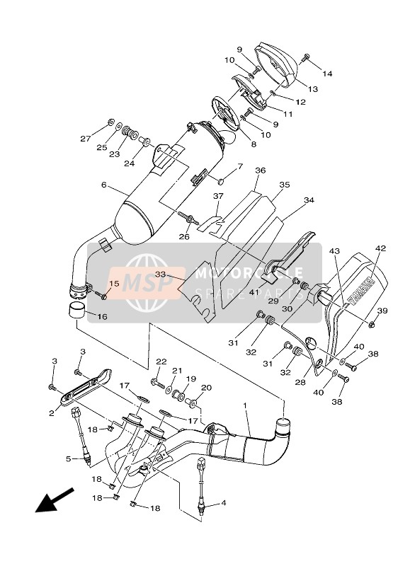 Yamaha XT1200Z SUPER TENERE ABS 2019 Exhaust for a 2019 Yamaha XT1200Z SUPER TENERE ABS