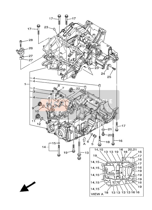 Yamaha XT1200ZE SUPER TENERE ABS 2019 Crankcase for a 2019 Yamaha XT1200ZE SUPER TENERE ABS