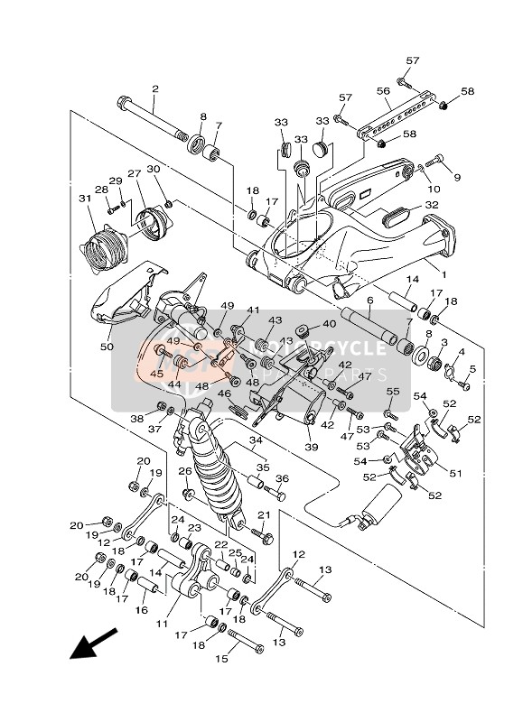 2KB222107000, Amortisseur,  Arriere, Yamaha, 0