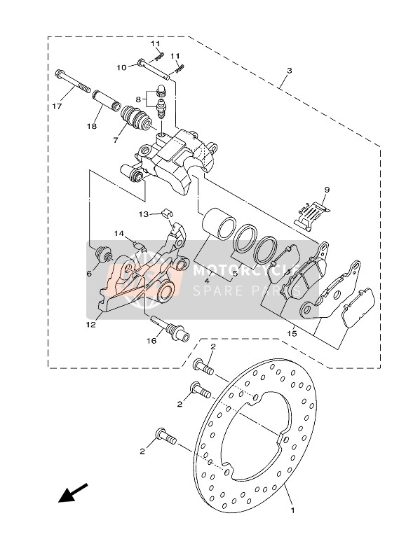 Yamaha YZF-R3 2019 Pinza de freno trasero para un 2019 Yamaha YZF-R3