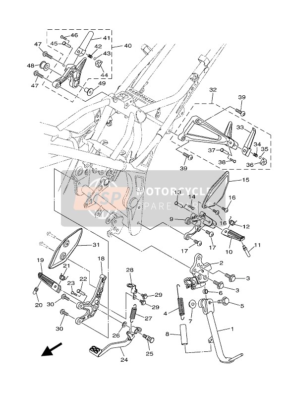 Yamaha YZF-R3 2019 In Piedi & Poggiapiedi per un 2019 Yamaha YZF-R3