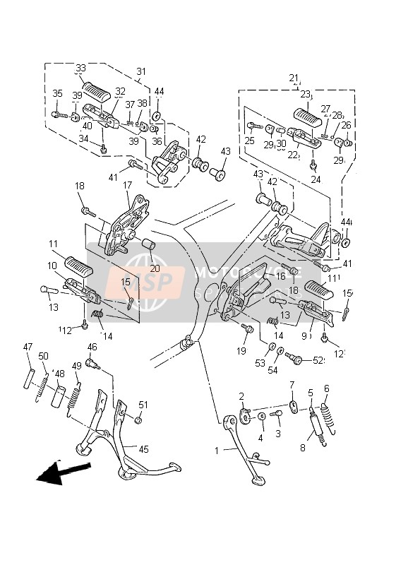 Yamaha XJ900S DIVERSION 2002 Stand & Footrest for a 2002 Yamaha XJ900S DIVERSION