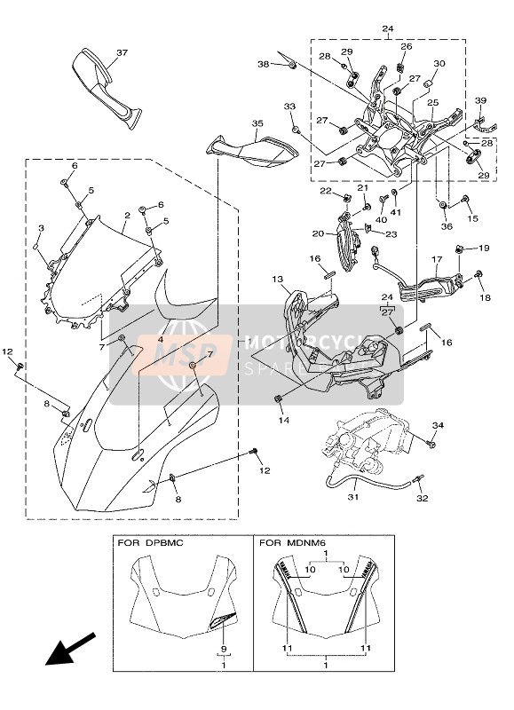 2CR283200000, Beenschild Steun Set, Yamaha, 1