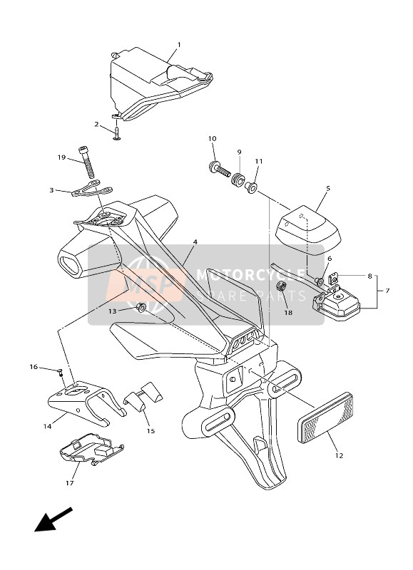 Yamaha YZF-R1 2019 Fanale Posteriore per un 2019 Yamaha YZF-R1