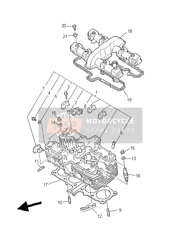 Yamaha XJR1300 2002 Cylinder Head for a 2002 Yamaha XJR1300