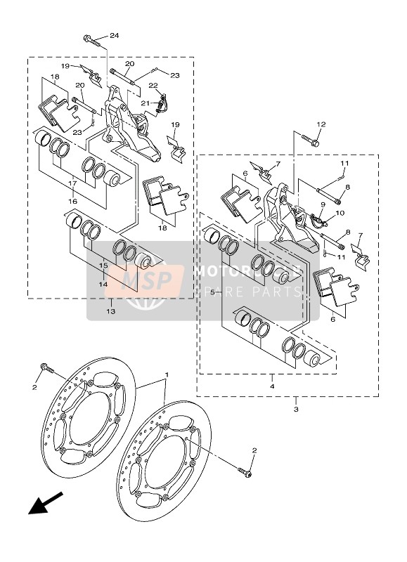 Yamaha FJR1300AS 2020 Étrier de frein avant pour un 2020 Yamaha FJR1300AS