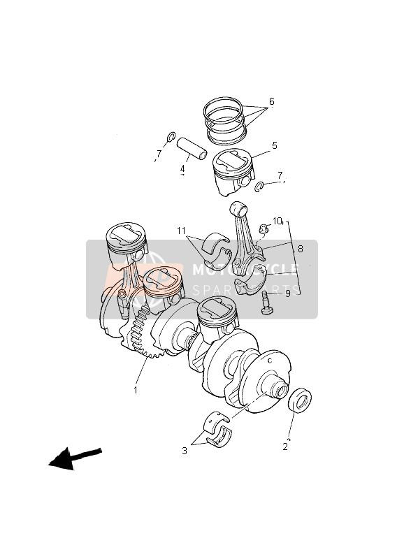 Yamaha XJR1300 2002 Crankshaft & Piston for a 2002 Yamaha XJR1300