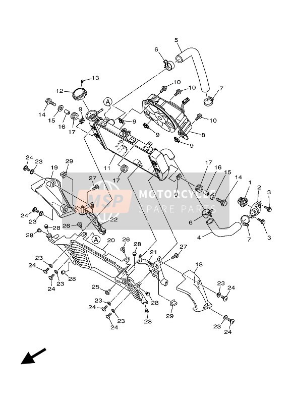 Yamaha MT-03 2020 Radiador & Manguera para un 2020 Yamaha MT-03