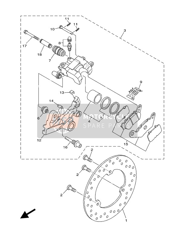 Yamaha MT-03 2020 Pinza freno posteriore per un 2020 Yamaha MT-03