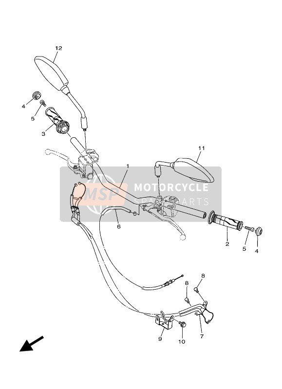 Yamaha MT-03 2020 Maniglia dello sterzo & Cavo per un 2020 Yamaha MT-03