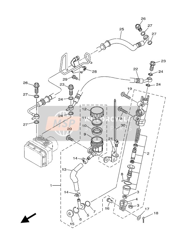 Yamaha MT-03 2020 Maître-cylindre arrière pour un 2020 Yamaha MT-03