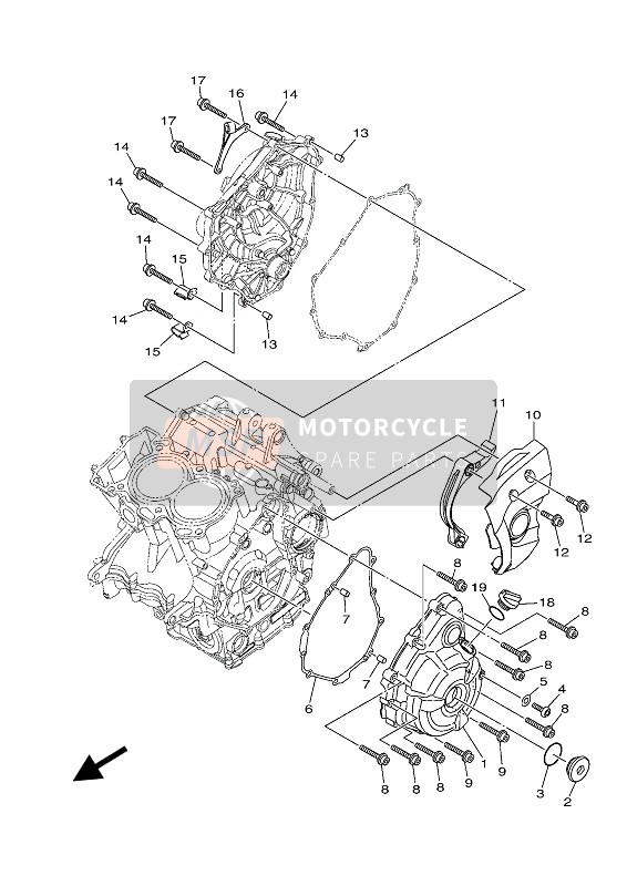 Yamaha MT-07 ABS 2020 CRANKCASE COVER 1 for a 2020 Yamaha MT-07 ABS