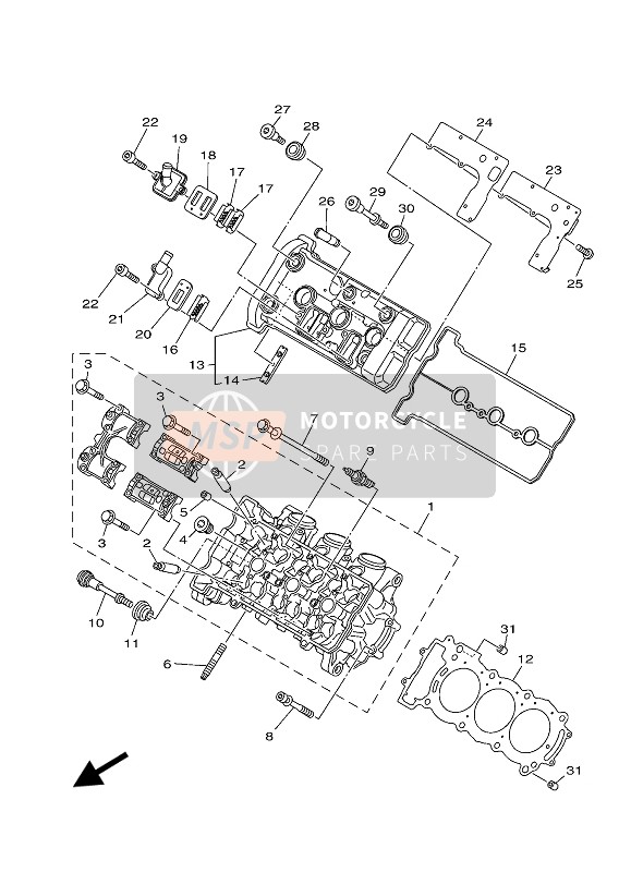 Yamaha MT-09 ABS 2020 Cilinderkop voor een 2020 Yamaha MT-09 ABS