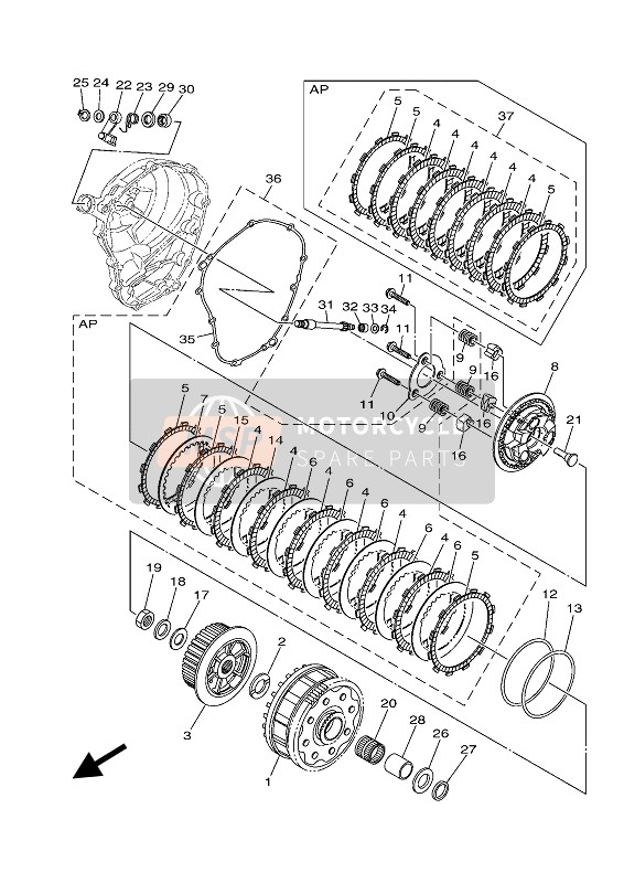 BD5W001M0000, Friction Plate Kit, Yamaha, 0