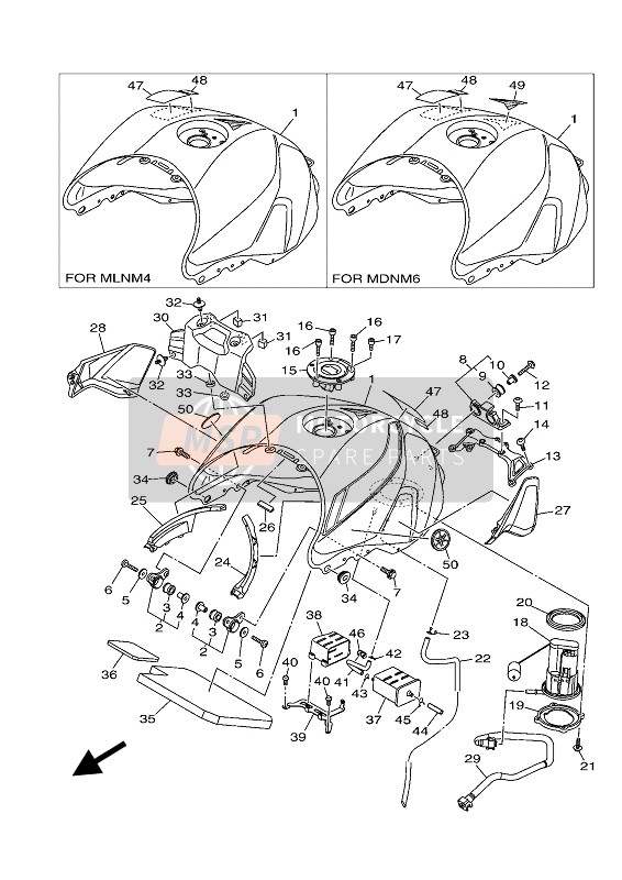 Yamaha MT-09 ABS 2020 Depósito de combustible para un 2020 Yamaha MT-09 ABS