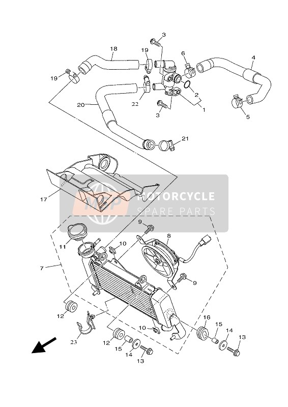 Yamaha MT-125 2020 Radiateur & Tuyau pour un 2020 Yamaha MT-125