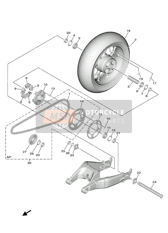 BD52533800P0, Gussfelge, Hinten, Yamaha, 0