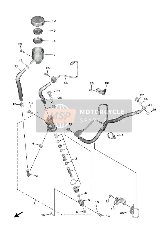 Yamaha NIKEN 2020 Pompa freno posteriore per un 2020 Yamaha NIKEN