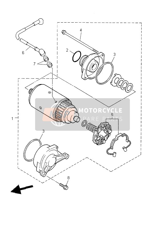 Yamaha XJR1300 2002 Startend Motor 4 voor een 2002 Yamaha XJR1300