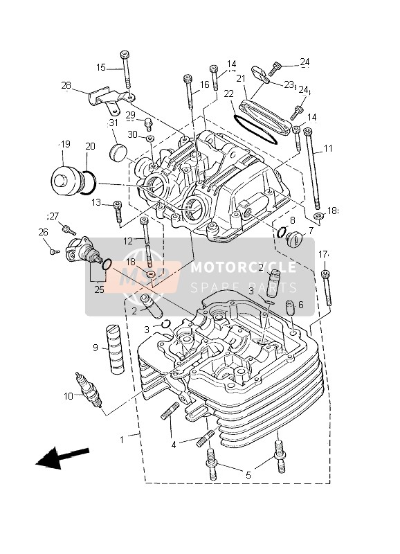 Yamaha XT600E 2002 Cylinder Head for a 2002 Yamaha XT600E