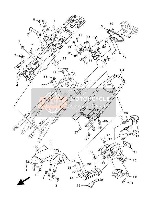 Yamaha TRACER 900 2020 Spatbord voor een 2020 Yamaha TRACER 900