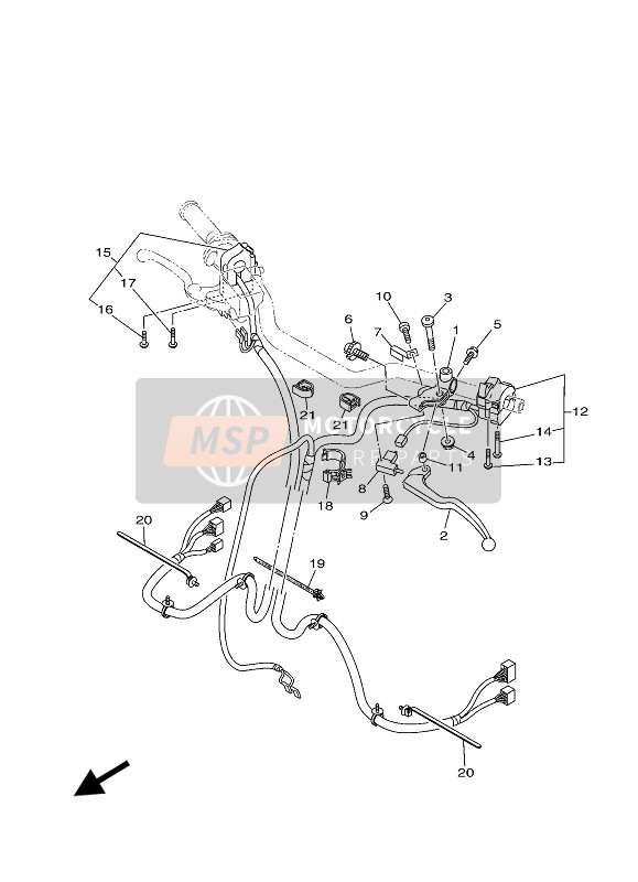 Yamaha TRACER 900 2020 Interruptor de manija & Palanca para un 2020 Yamaha TRACER 900