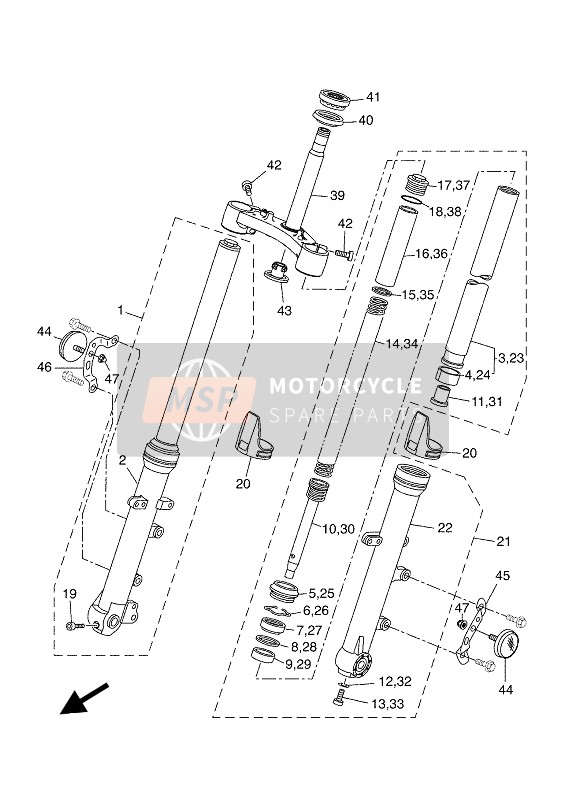 Yamaha XSR700 2020 Fourche avant pour un 2020 Yamaha XSR700