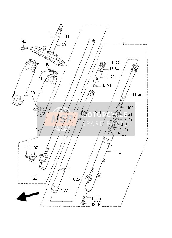 Yamaha XT600E 2002 Forcella anteriore per un 2002 Yamaha XT600E