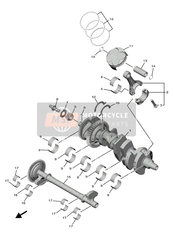 B3L114166000, Plane Bearing, Crankshaft 1, Yamaha, 0