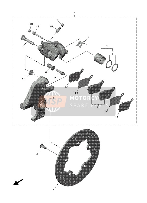 Yamaha YZF-1 2020 Étrier de frein arrière pour un 2020 Yamaha YZF-1